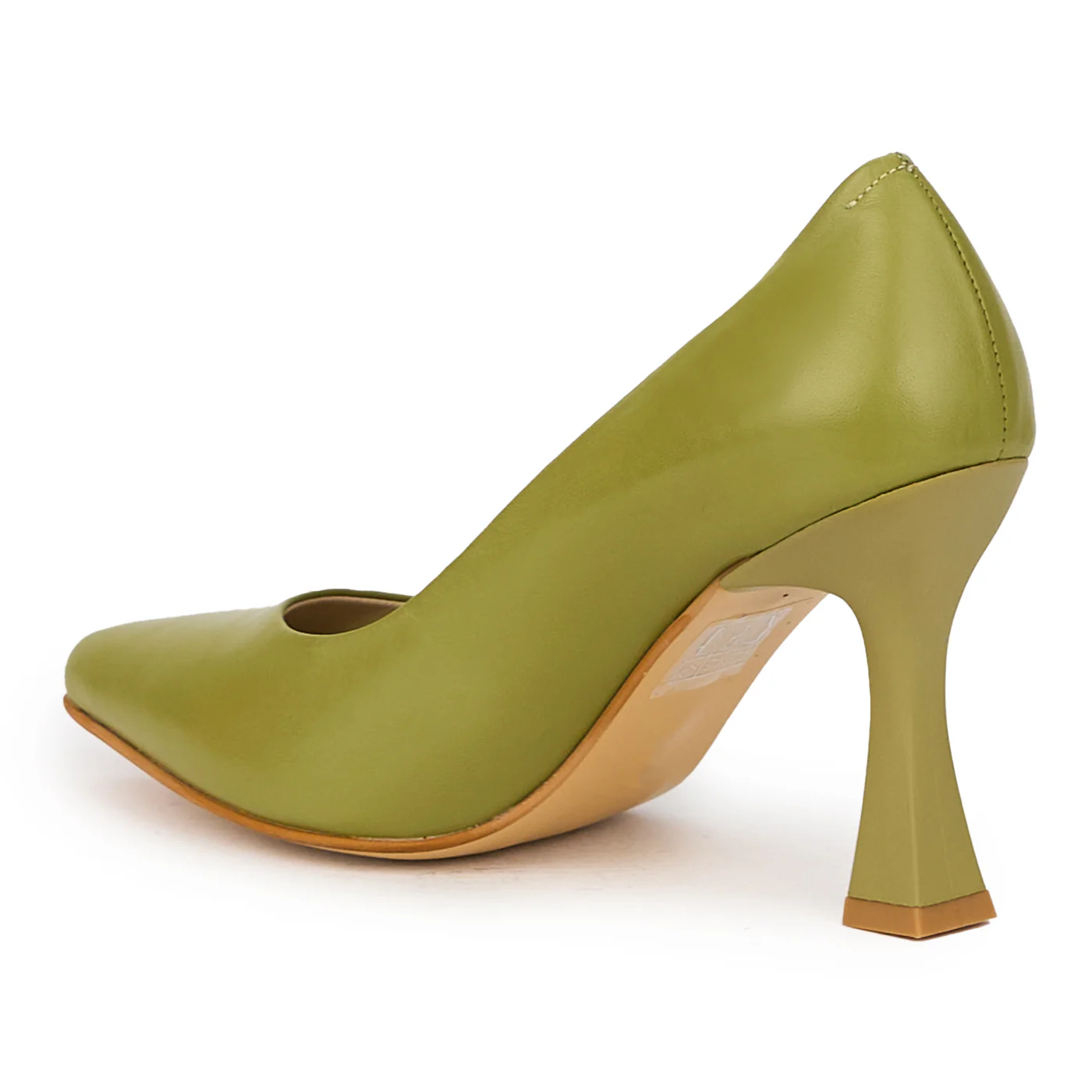 Pantofi dama din piele naturala verde-maslina cu toc subtire 9 cm 15919 - Image 2