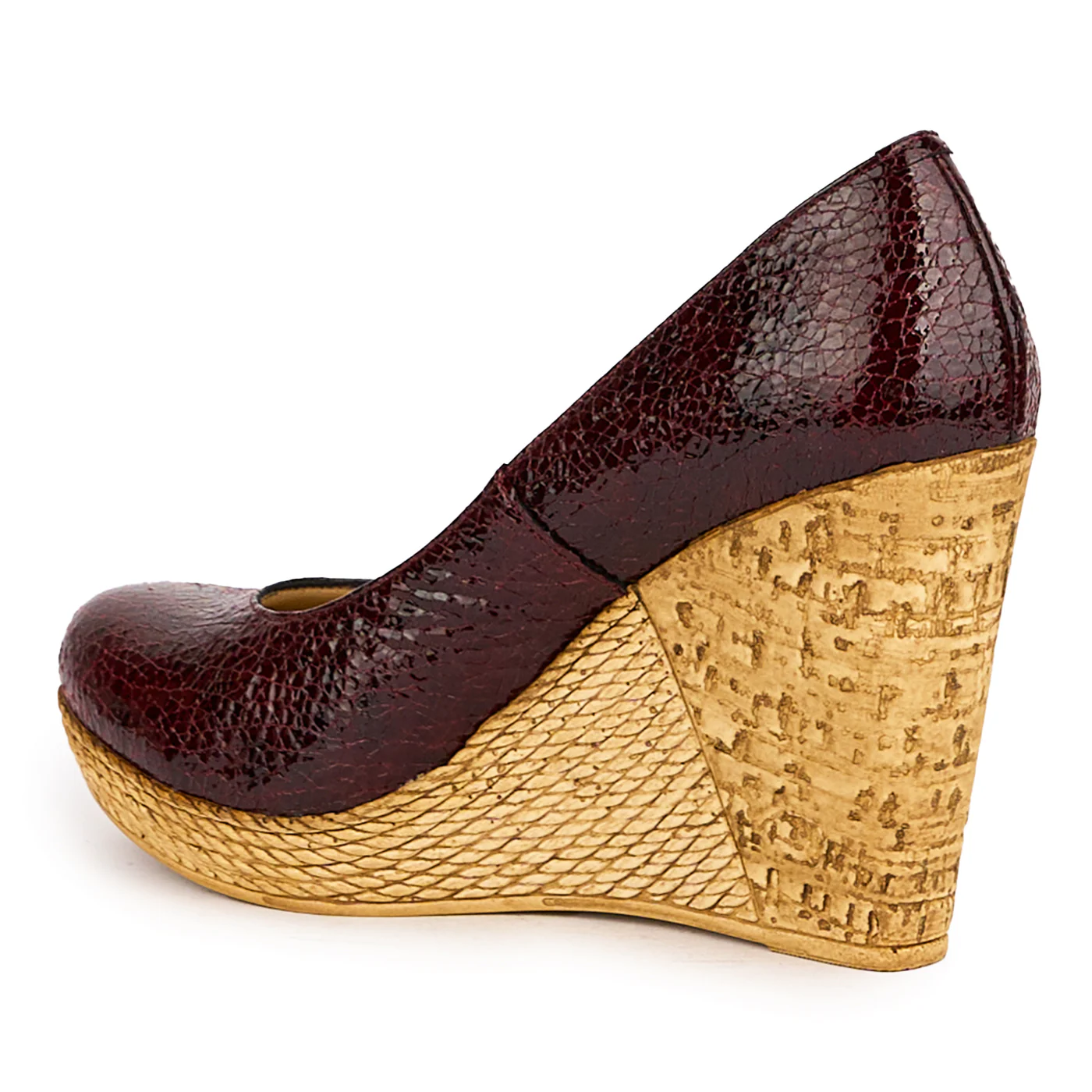 Pantofi dama din piele naturala visinie cu platforma 10.5 cm 16679 - Image 2
