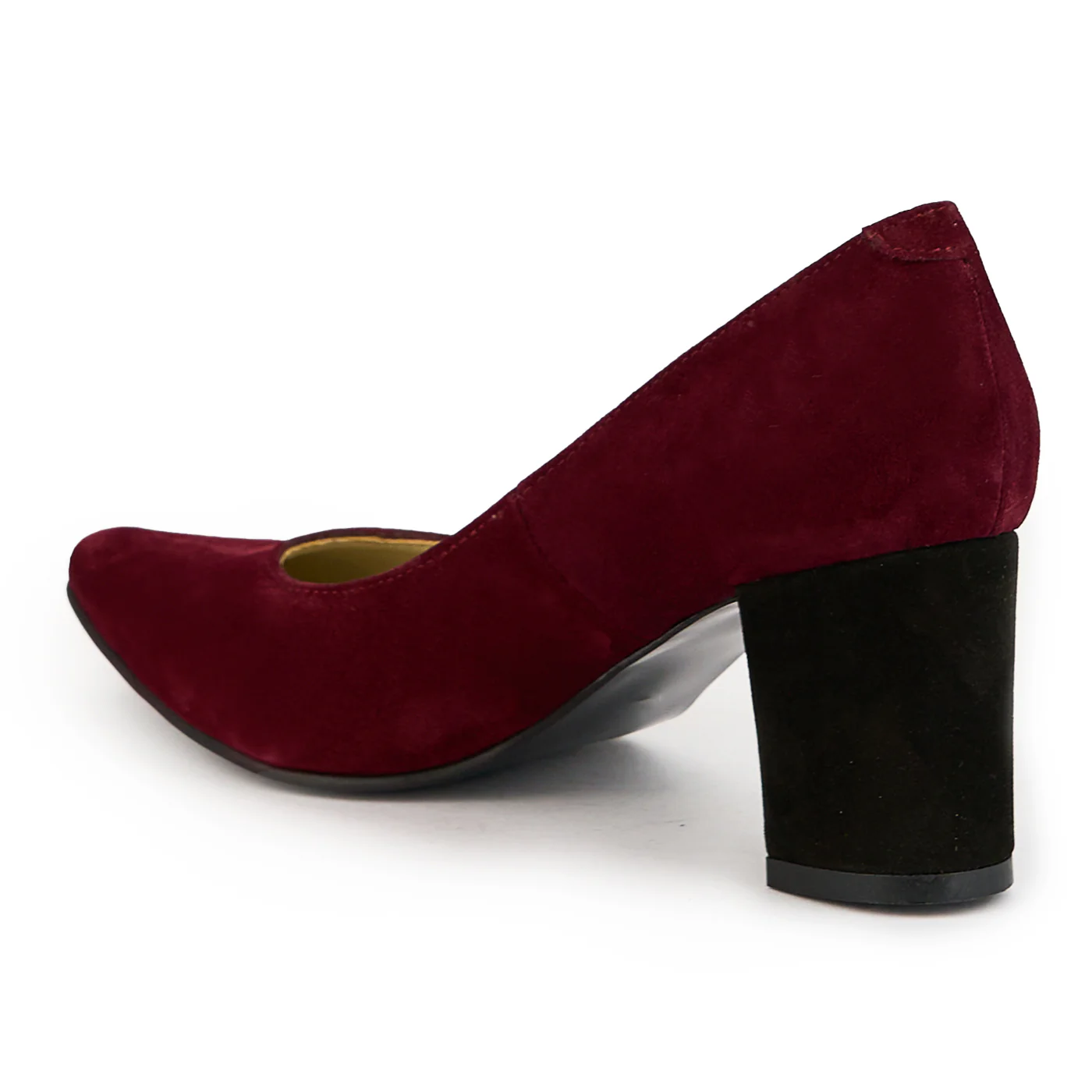 Pantofi dama din piele naturala visiniu cu toc gros 9 cm 14873 - Image 2