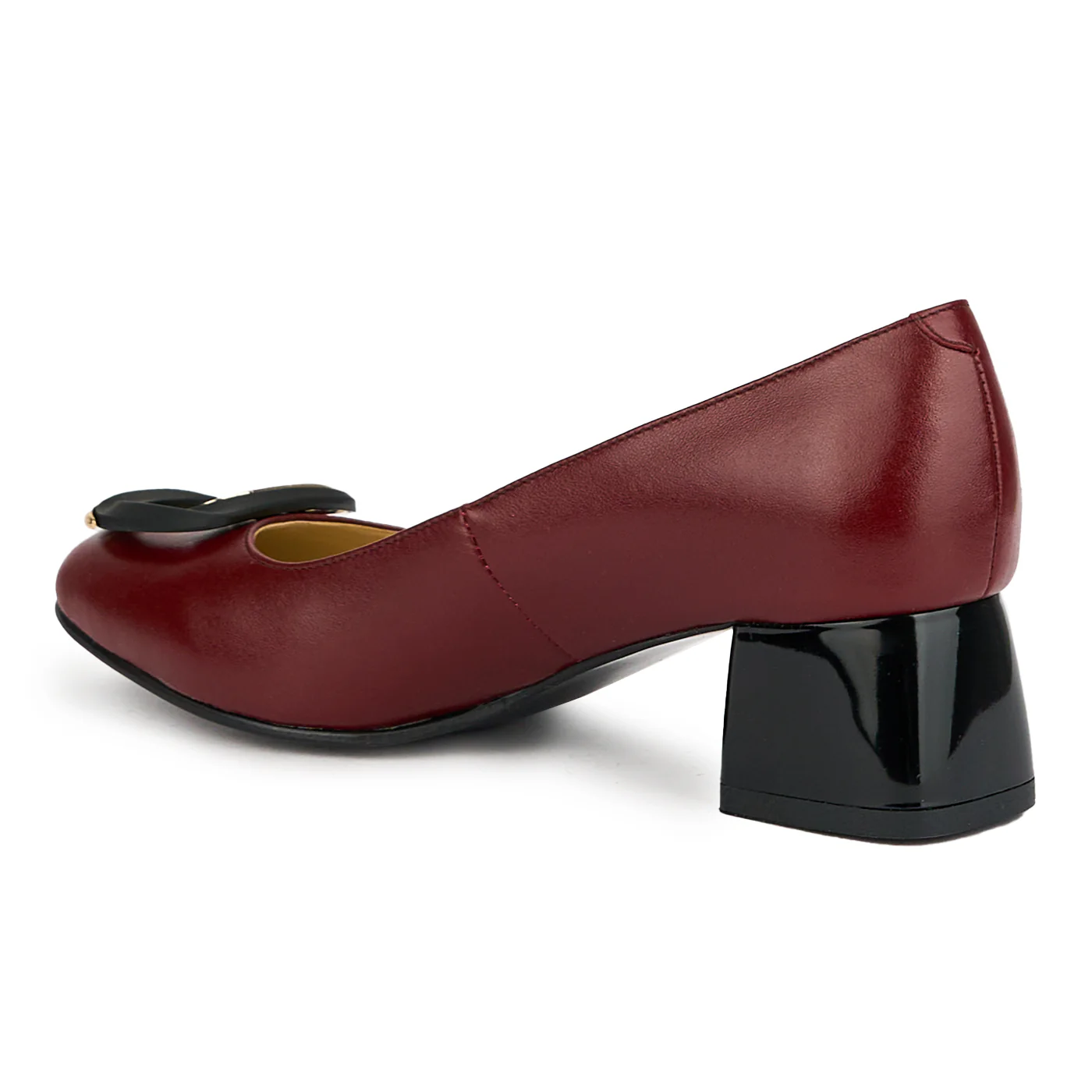 Pantofi dama din piele naturala visiniu toc gros 6 cm 15097 - Image 2