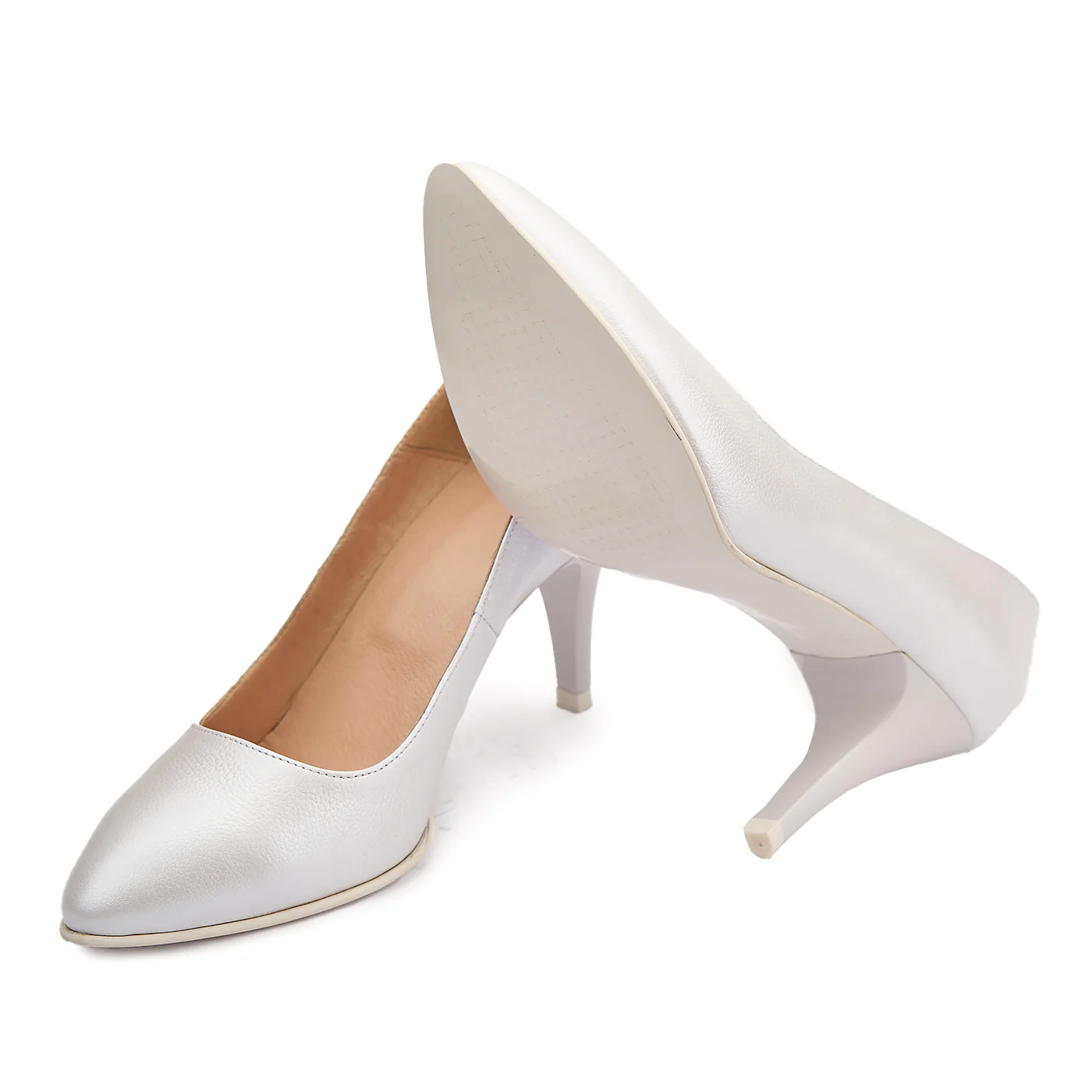 Pantofi dama eleganti din piele naturala alba 4122 - Image 3