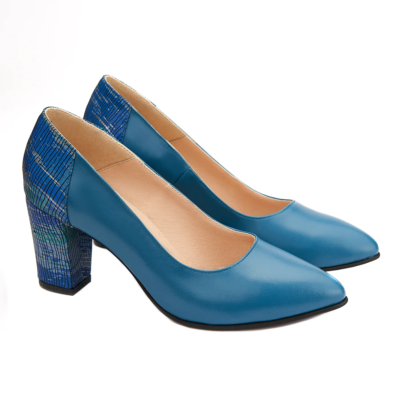 Pantofi dama eleganti din piele naturala albastra 4120
