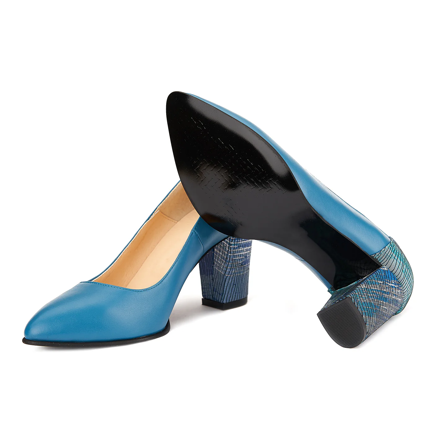 Pantofi dama eleganti din piele naturala albastra 4120 - Image 3