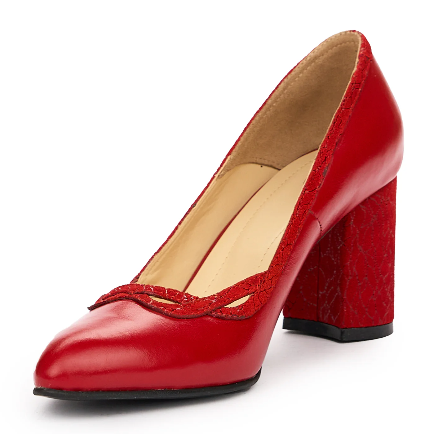 Pantofi dama eleganti din piele naturala rosie 9221 - Image 4