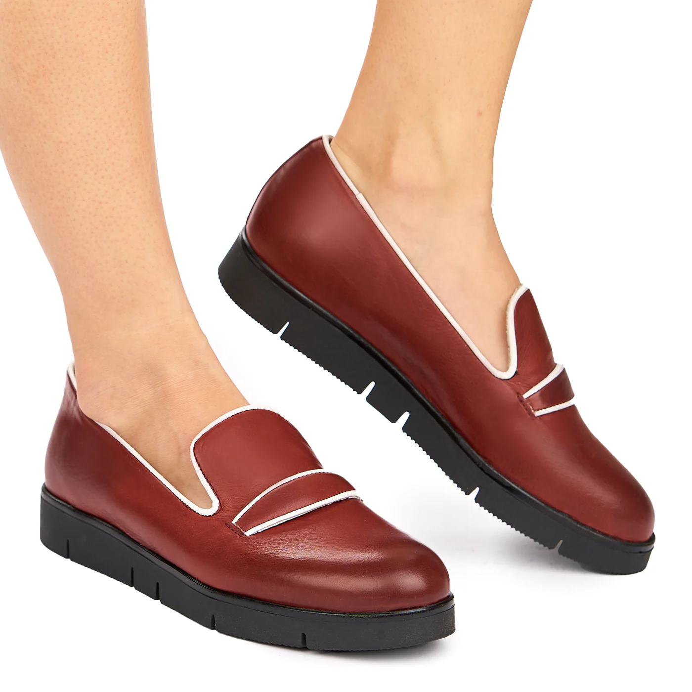 Pantofi dama fara siret din Piele Naturala rosie 1788 - Image 2