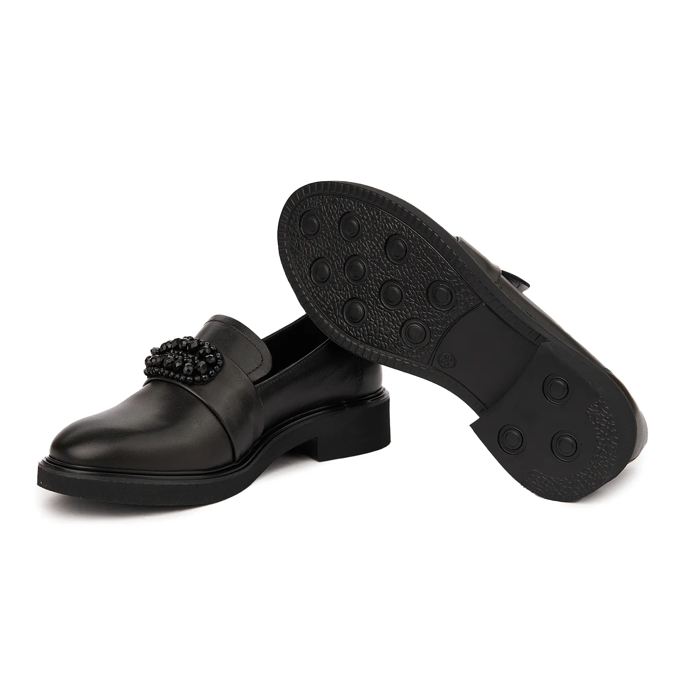 Pantofi Dama Din Piele Naturala Neagra Fara Siret 1755 - Image 3