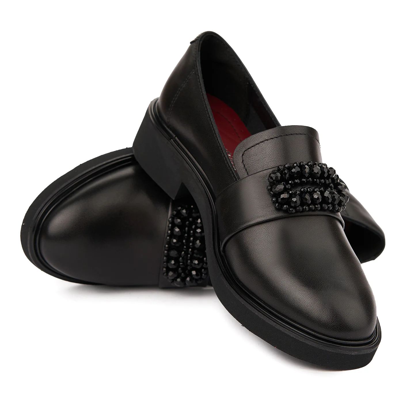 Pantofi Dama Din Piele Naturala Neagra Fara Siret 1755 - Image 4