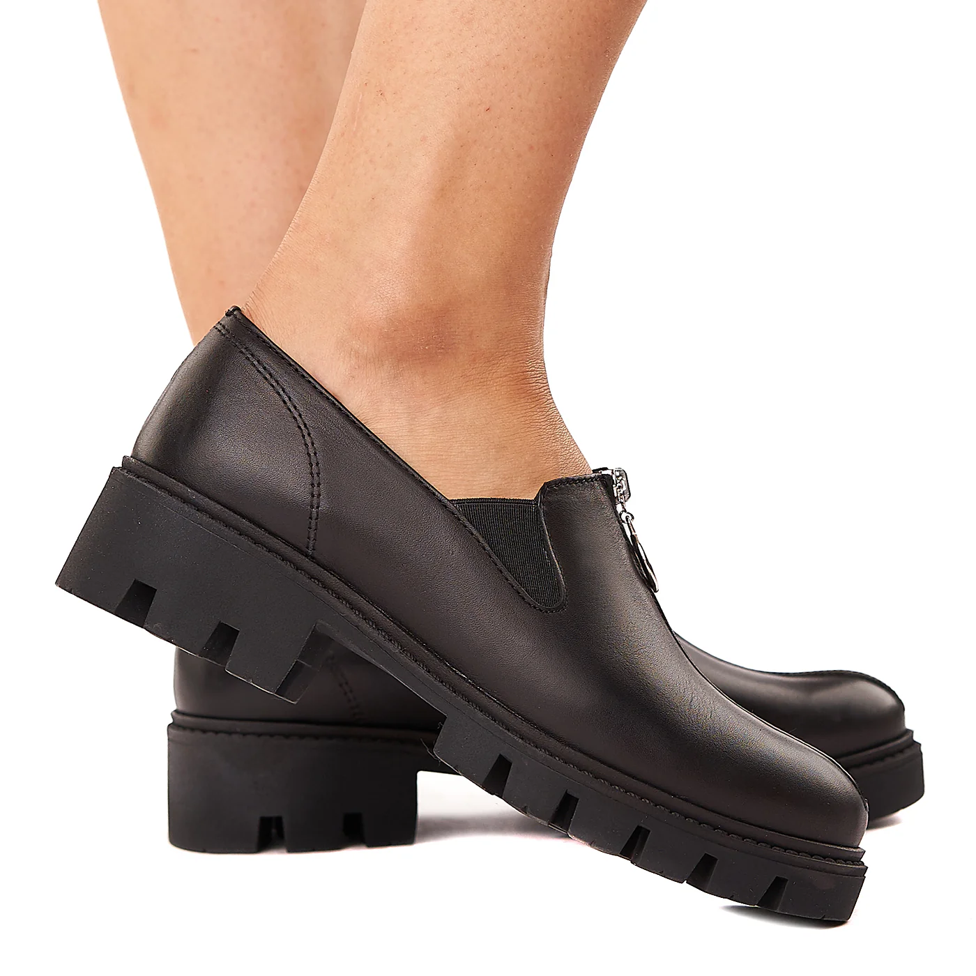 Pantofi dama piele neagra fara siret 1583