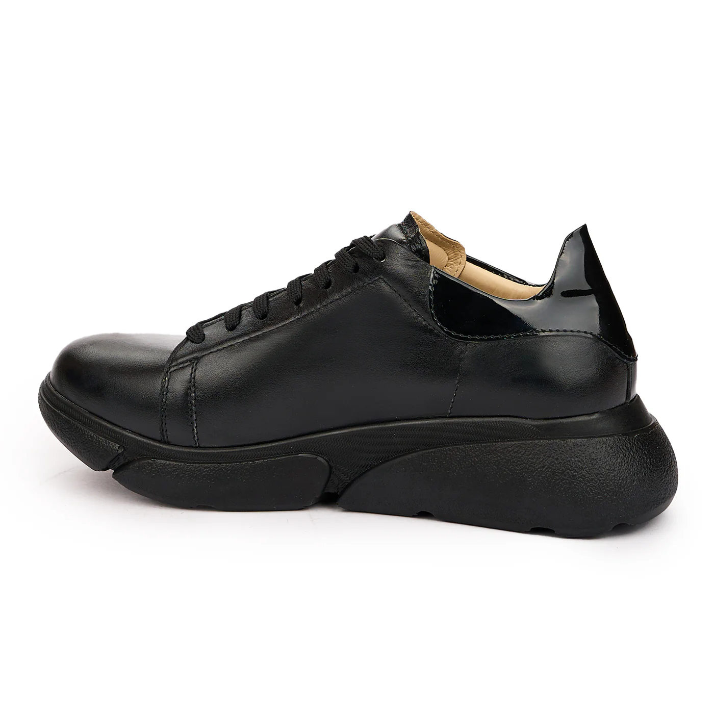 Pantofi Dama Piele Negri Casual cu Siret 10047 - Image 3
