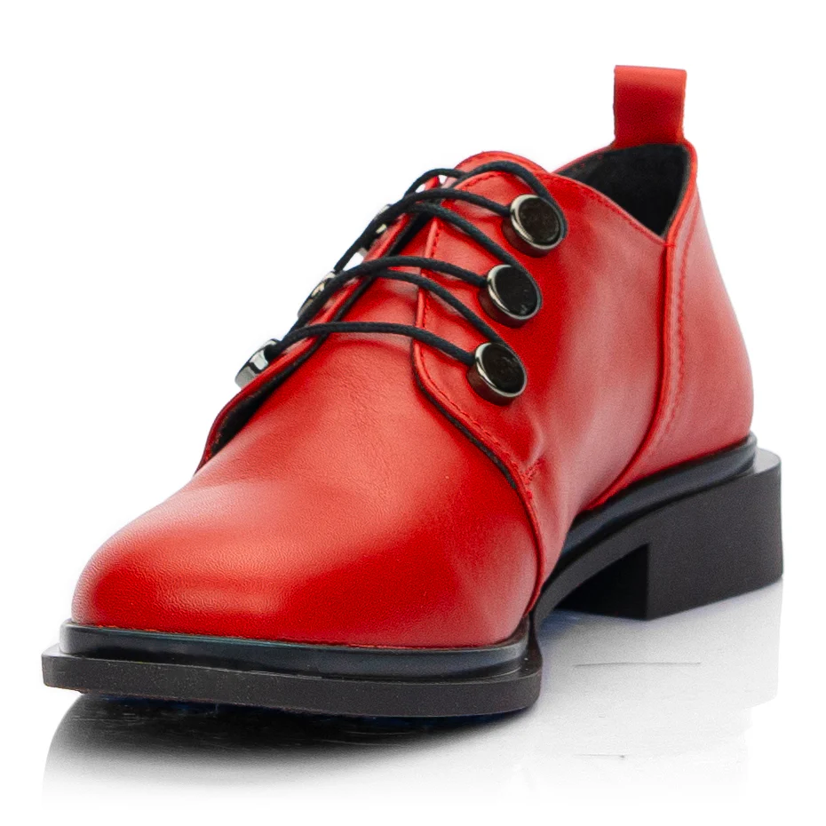 Pantofi Dama Piele Rosii Casual cu Toc 2.5 Cm 8500 - Image 4