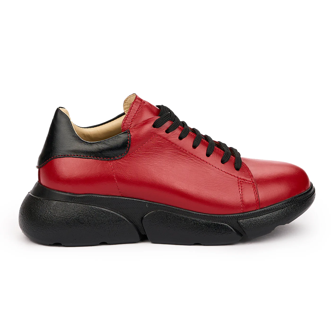 Pantofi Dama Rosii Piele Naturala Casual cu Siret 10046
