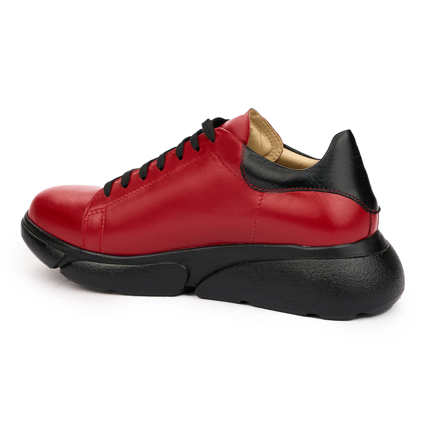 Pantofi Dama Rosii Piele Naturala Casual cu Siret 10046 - Image 3