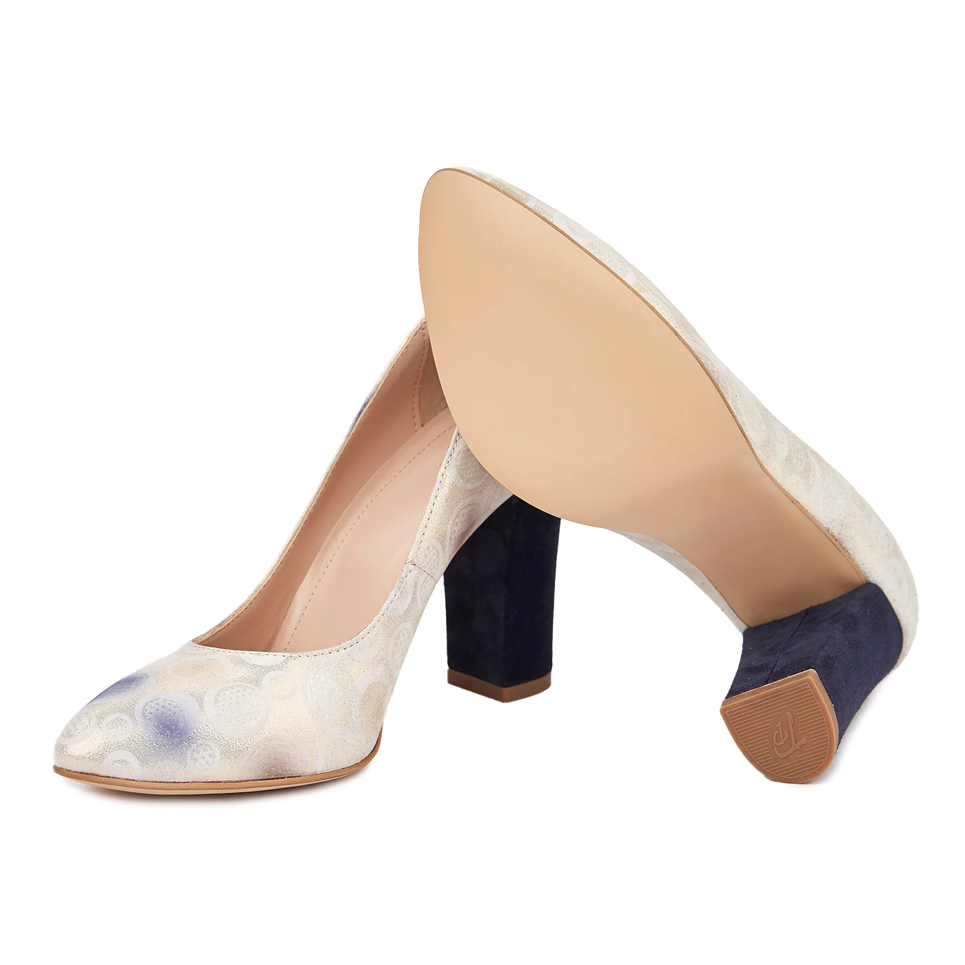 Pantofi dama toc gros din piele naturala bej 4798 - Image 4