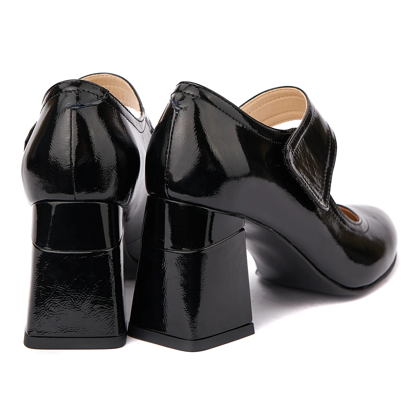 Pantofi dama toc gros din piele naturala neagra 4338 - Image 3