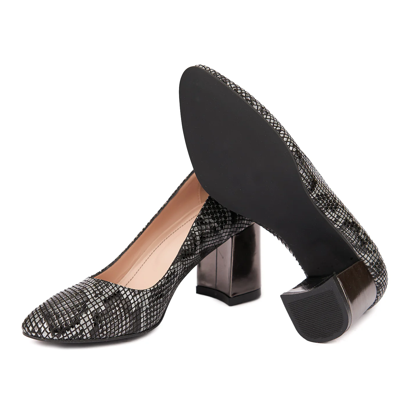 Pantofi dama toc gros din piele naturala neagra 4639 - Image 3