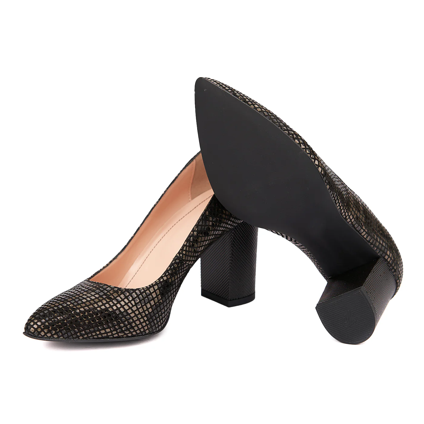 Pantofi dama toc gros din piele naturala neagra 4641 - Image 3