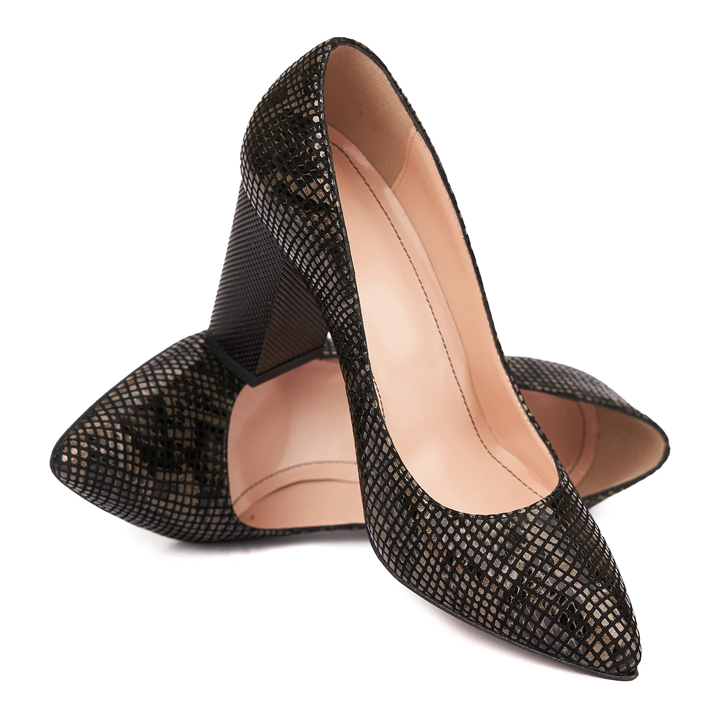 Pantofi dama toc gros din piele naturala neagra 4641 - Image 4