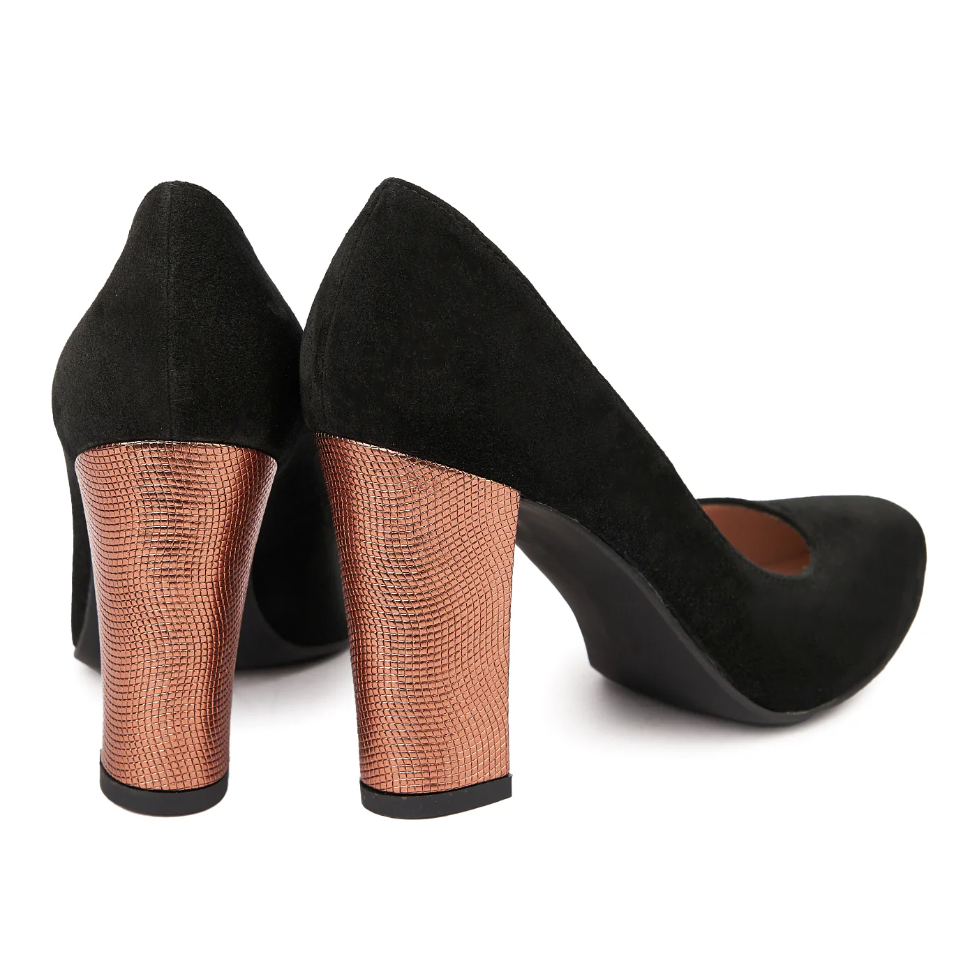 Pantofi dama toc gros din piele naturala neagra 4776 - Image 2