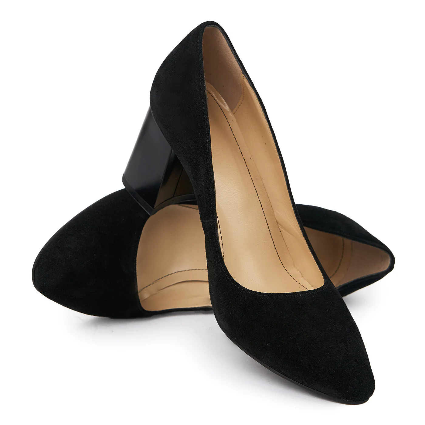 Pantofi dama toc gros din piele naturala velur 4757 - Image 4