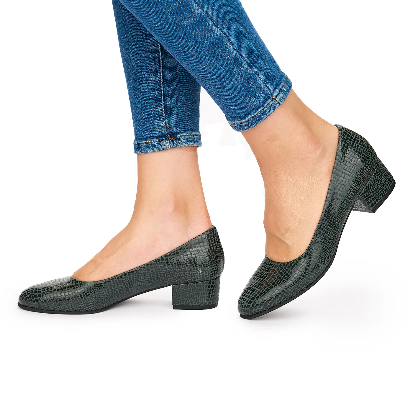 Pantofi dama toc mic din piele naturala neagra 4953 - Image 3