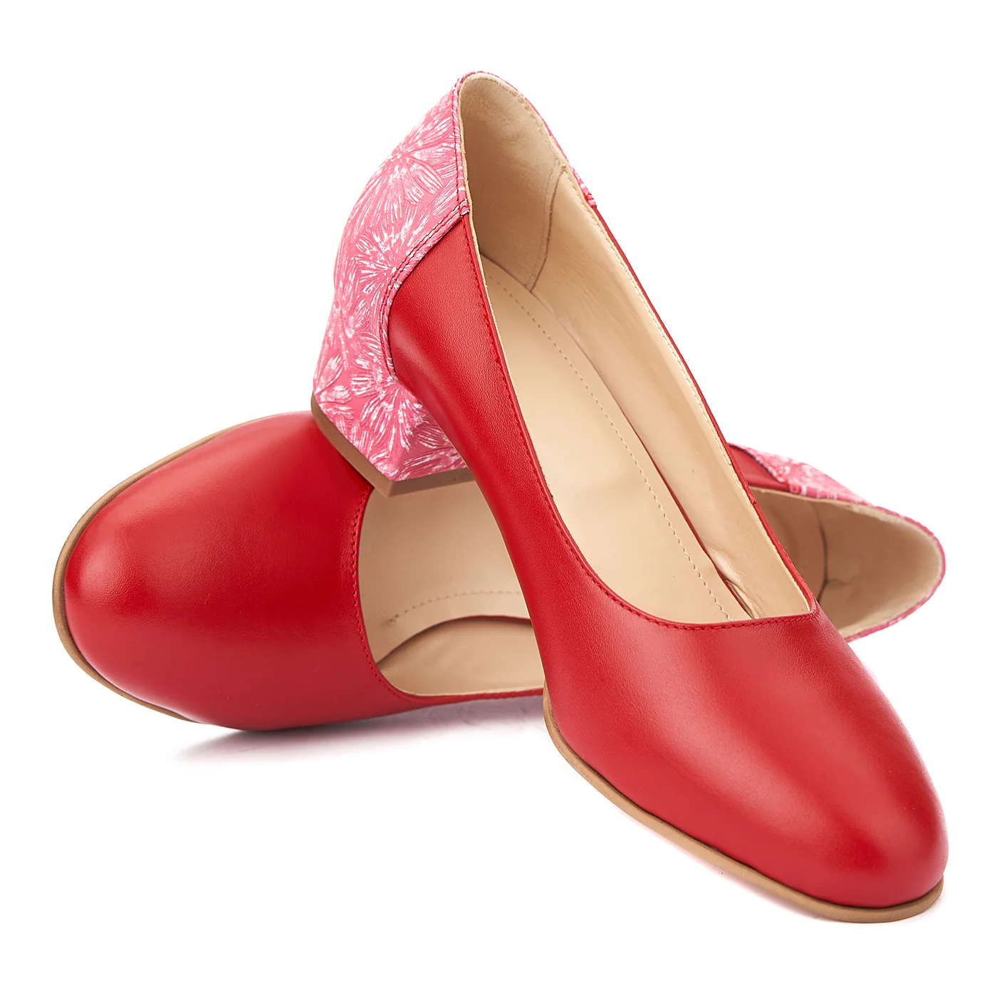 Pantofi dama toc mic din piele naturala rosie 4347 - Image 2