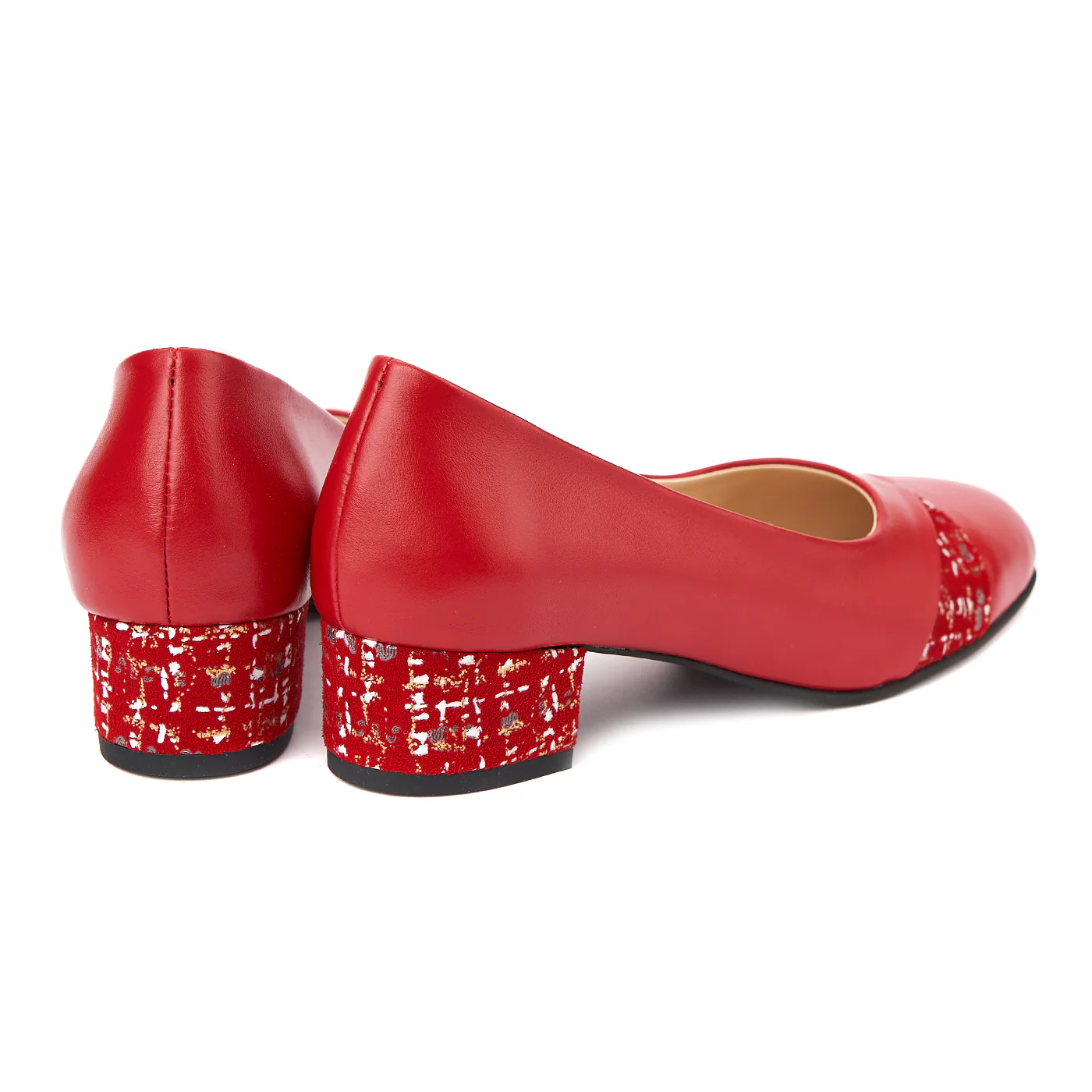 Pantofi dama toc mic din piele naturala rosie 4370 - Image 2