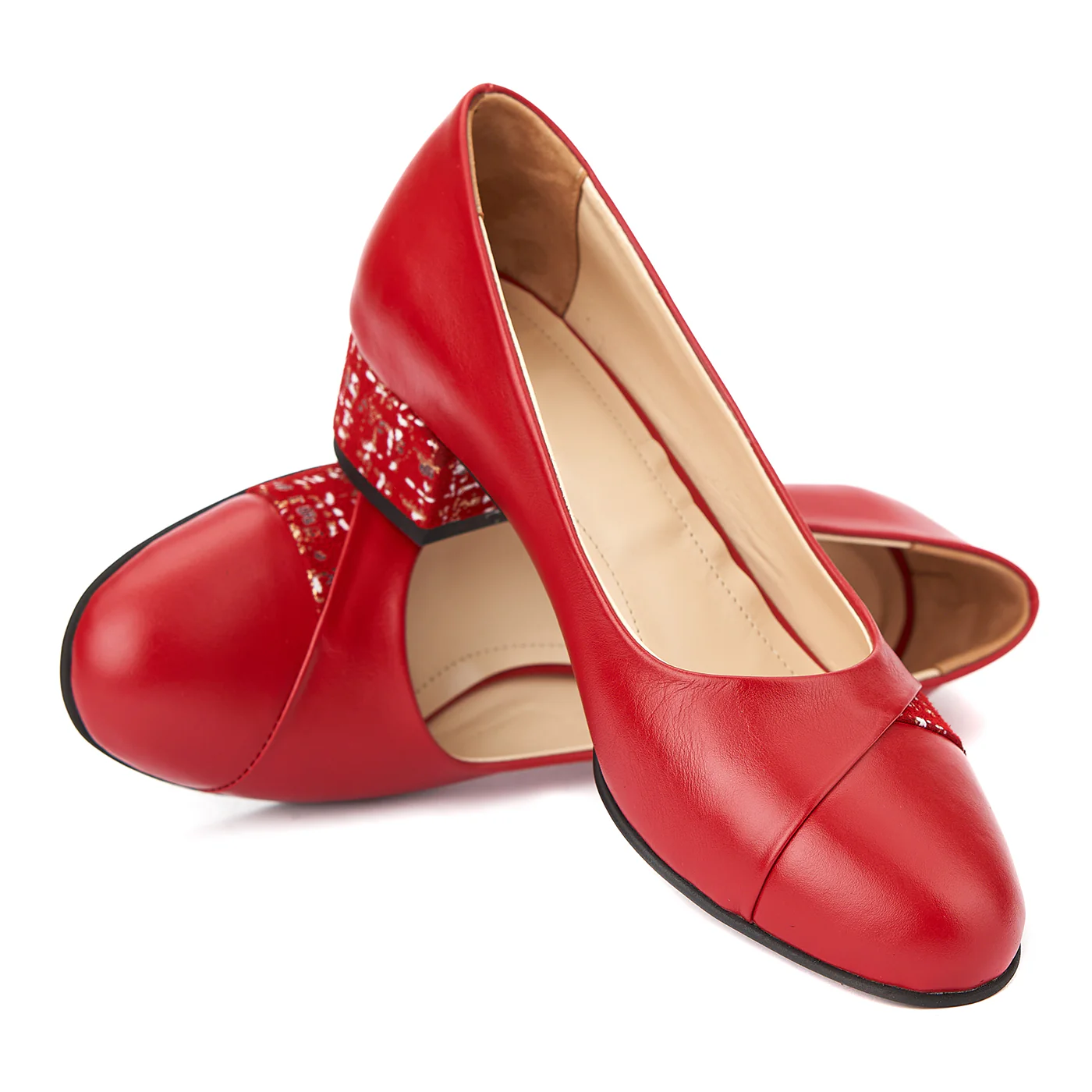 Pantofi dama toc mic din piele naturala rosie 4370 - Image 4