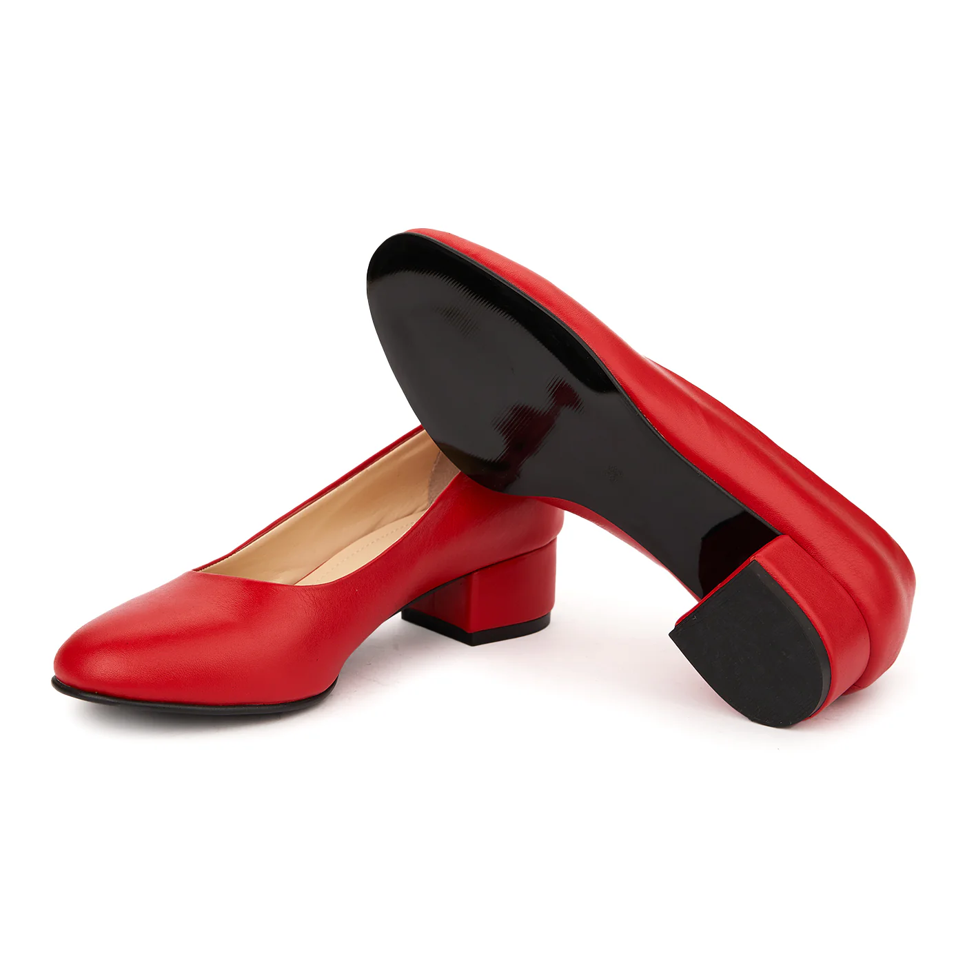 Pantofi dama toc mic din piele naturala rosie 4954 - Image 3