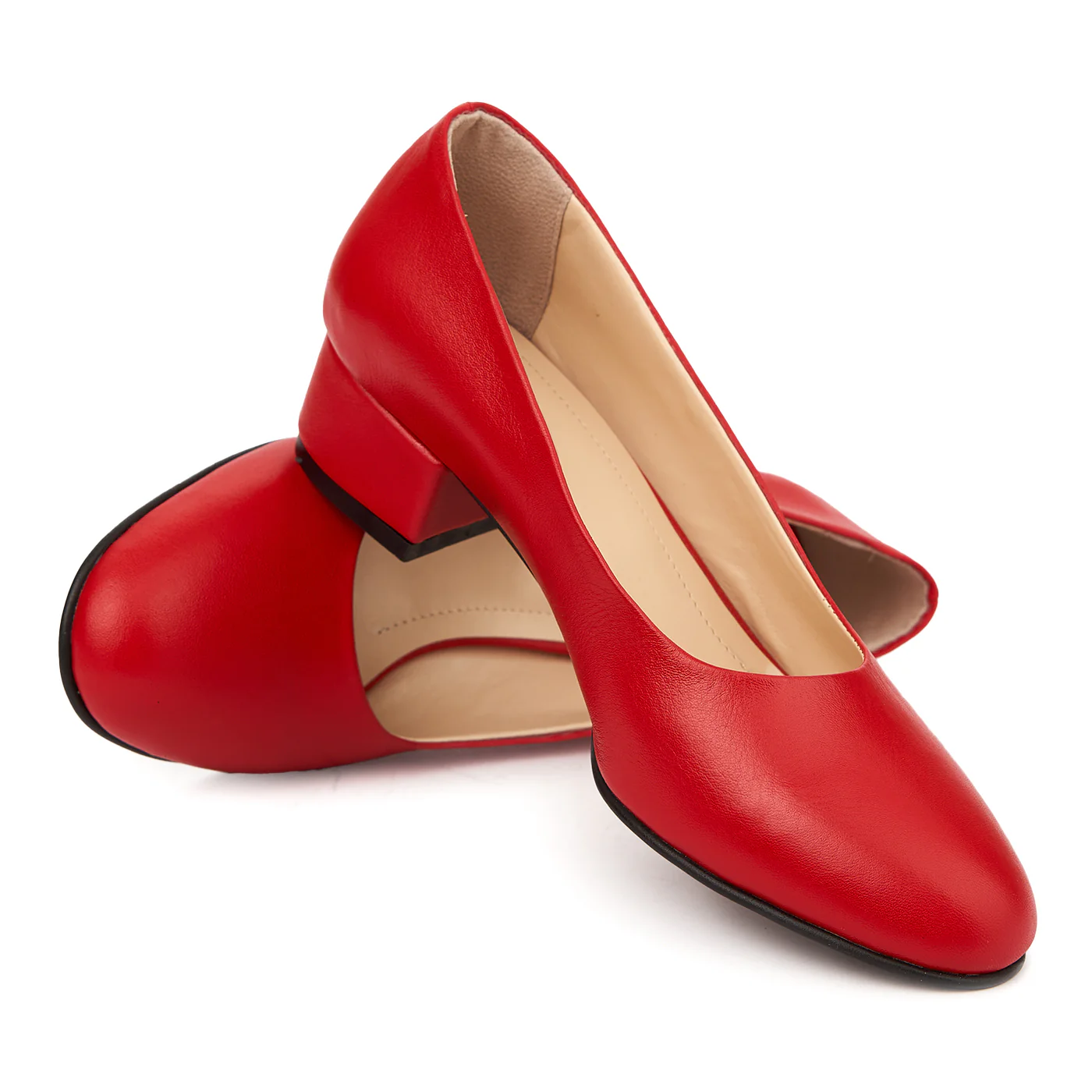 Pantofi dama toc mic din piele naturala rosie 4954 - Image 4