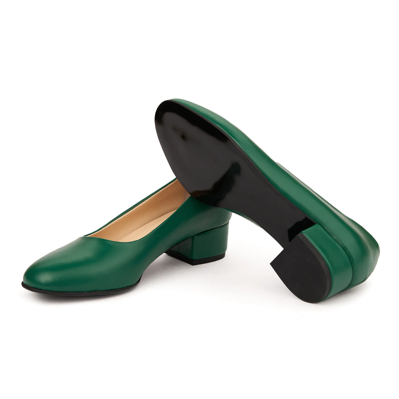 Pantofi dama toc mic din piele naturala verde 4952 - Image 3