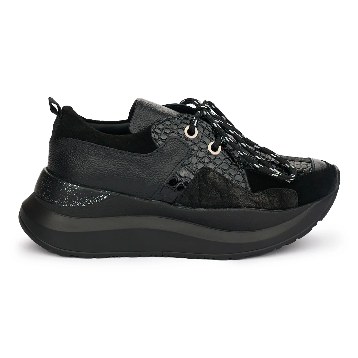 Pantofi de dama Casual din Piele Naturala cu Siret, Negri 12517