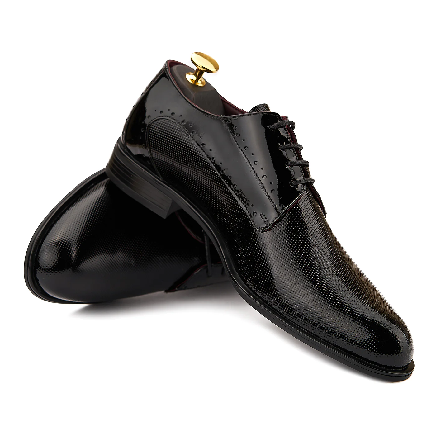 Pantofi de Lac Barbati Eleganti din Piele Naturala Neagra 095 - Image 4