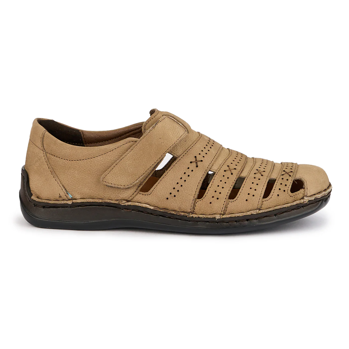 Pantofi de vara barbati din piele naturala bej inchis 7751