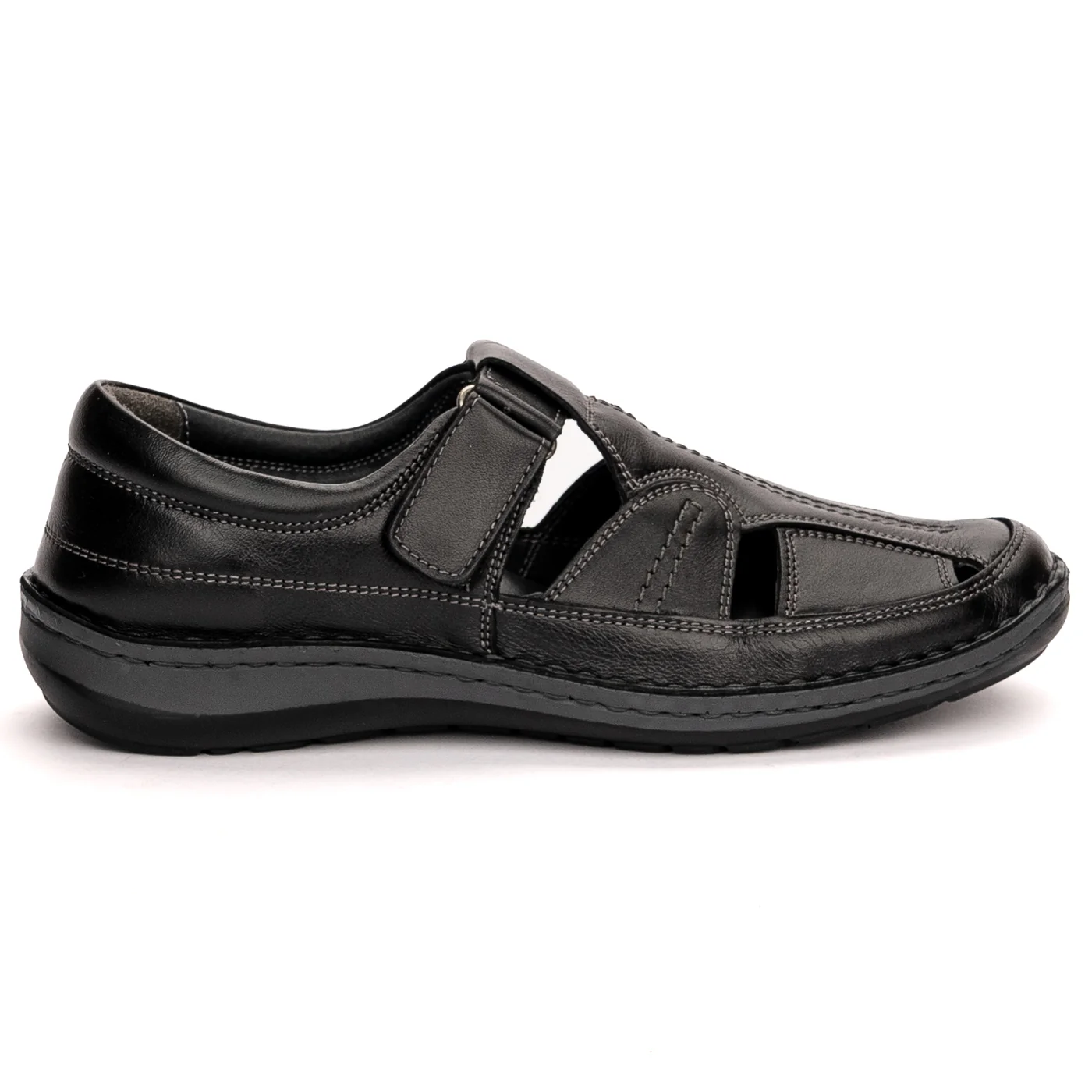 Pantofi de vara barbati din piele naturala neagra 7505
