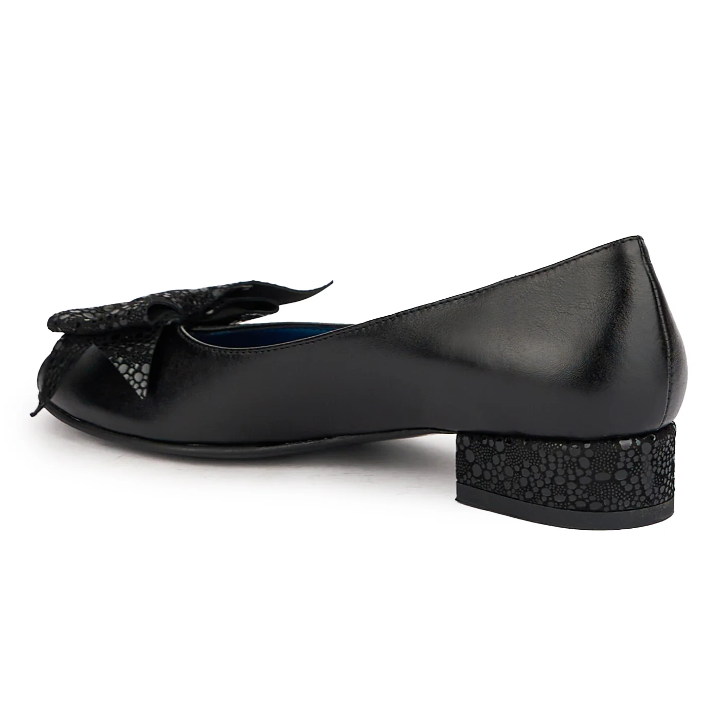 Pantofi decupati dama din piele naturala neagra cu toc mic 3 cm 16224 - Image 2