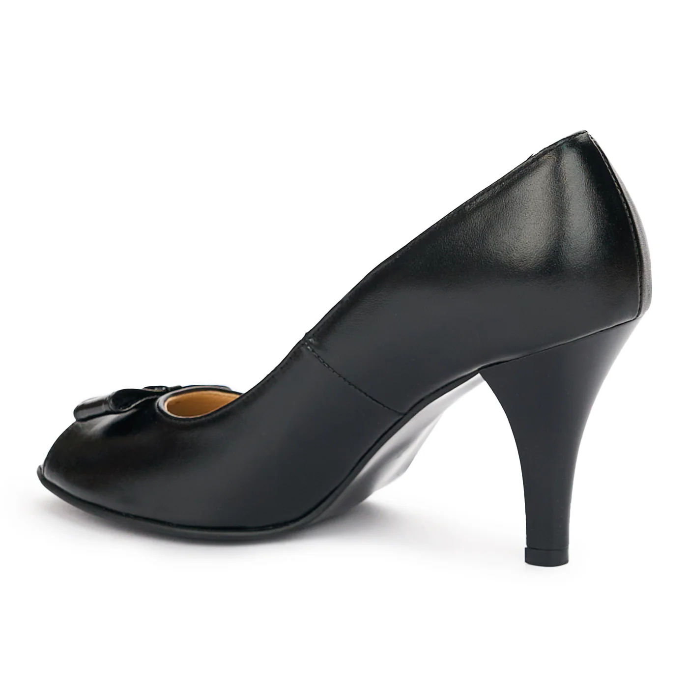 Pantofi decupati dama din piele naturala neagra cu toc subtire 9 cm 12449 - Image 2