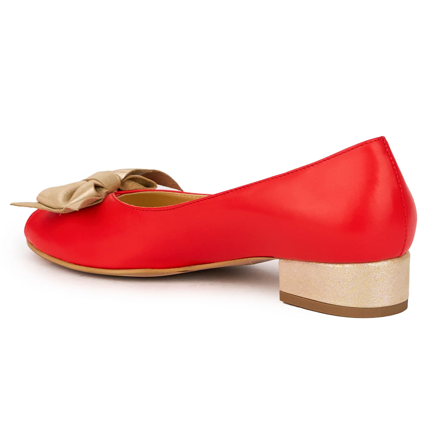Pantofi decupati dama din piele naturala porotcaliu-corai cu toc mic 3 cm 15935 - Image 2