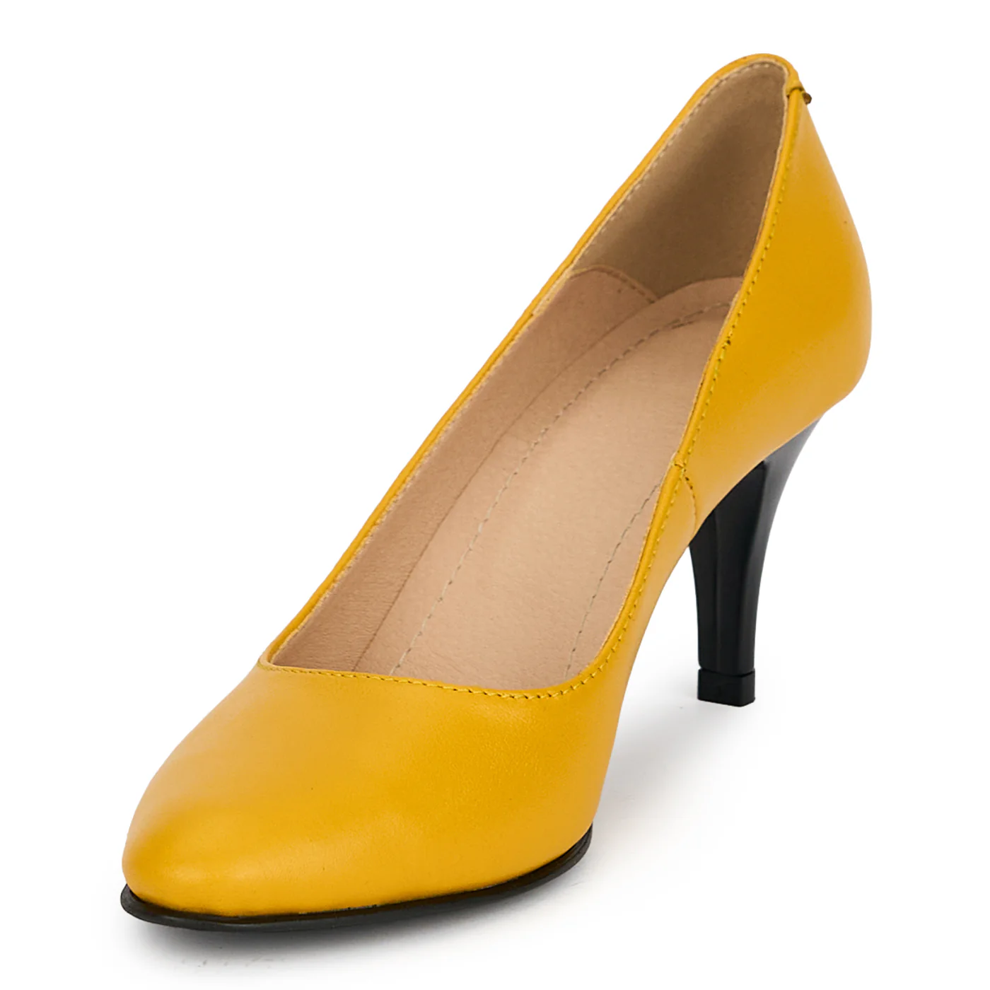 Pantofi din piele naturala galbena cu toc subtire 7.5  cm 19362 - Image 3