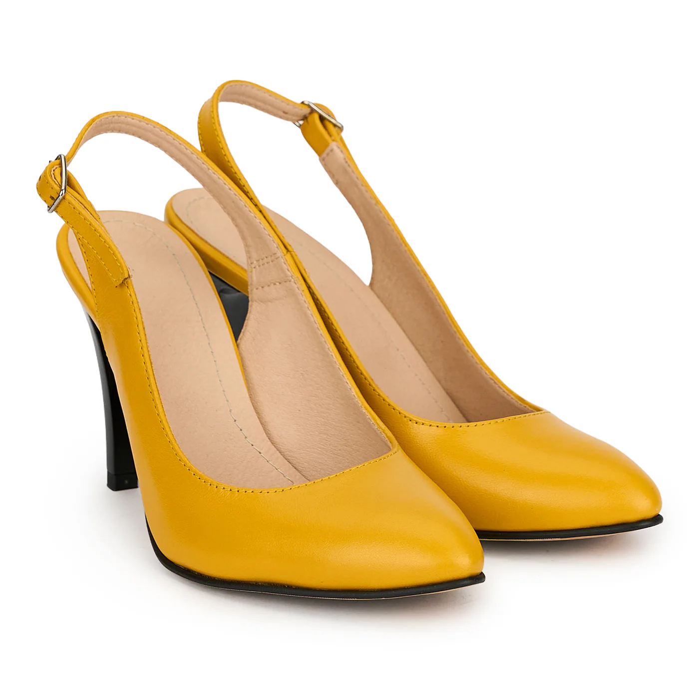 Pantofi din piele naturala galbena cu toc subtire 9 cm 19364 - Image 4
