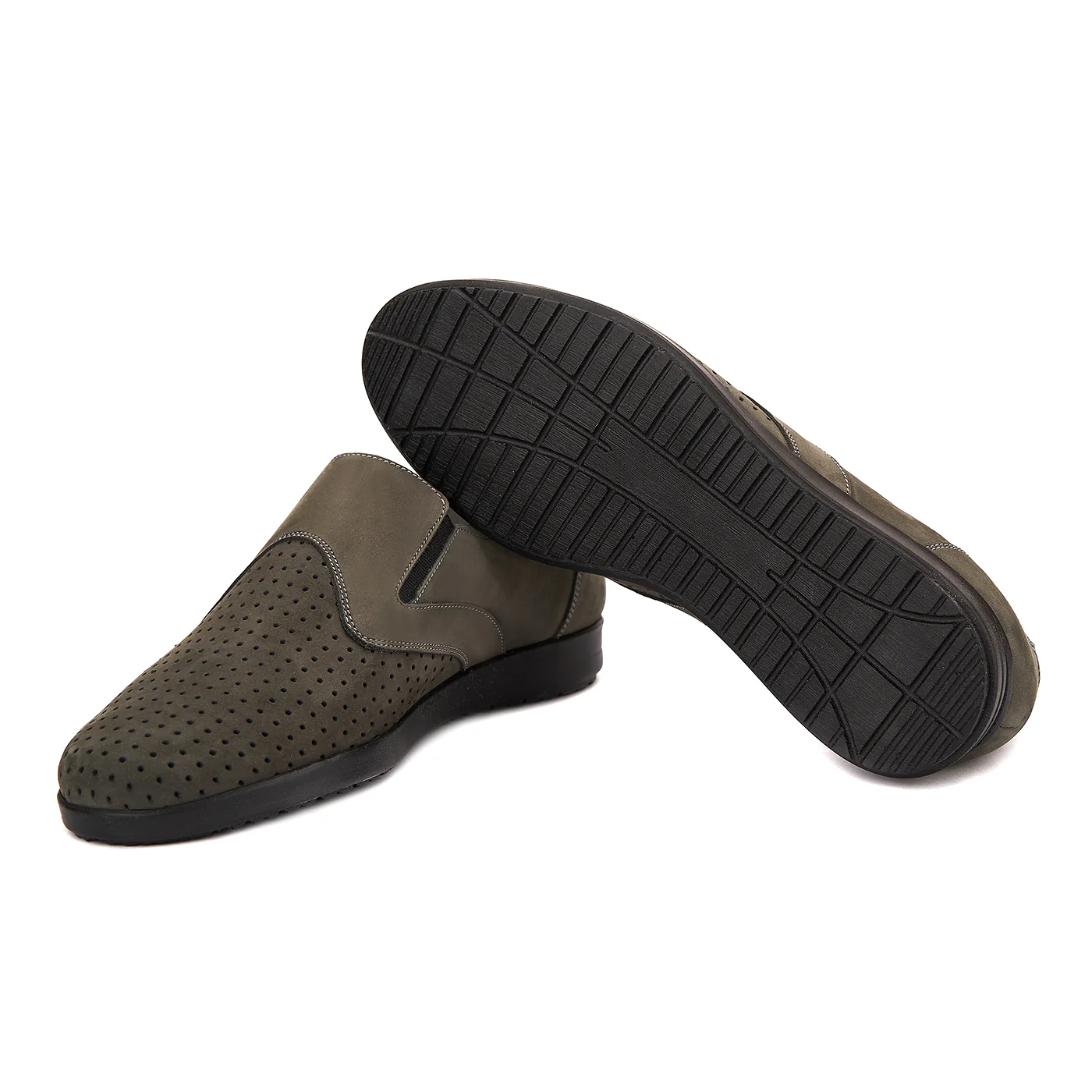 Pantofi din piele naturala perforata kaki 1016 - Image 3