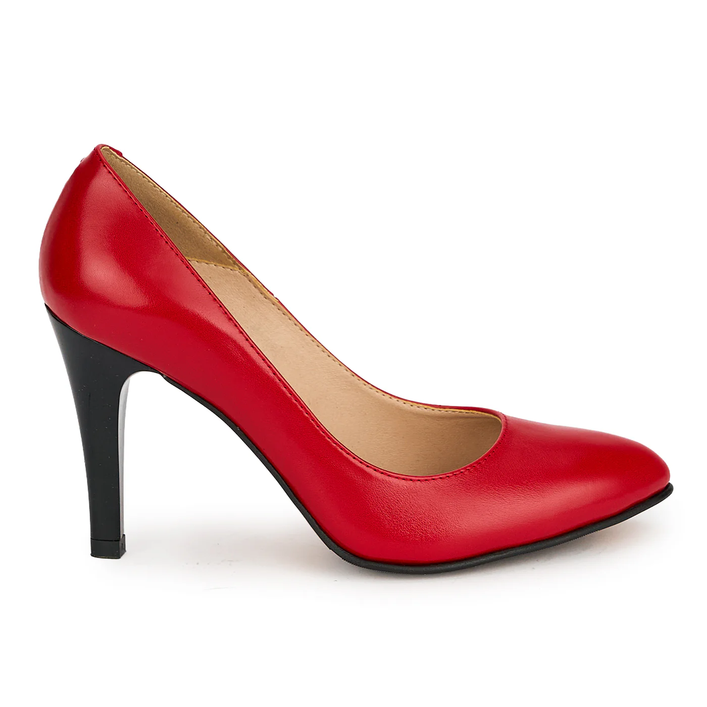Pantofi din piele naturala rosie cu toc subtire 9 cm 19351