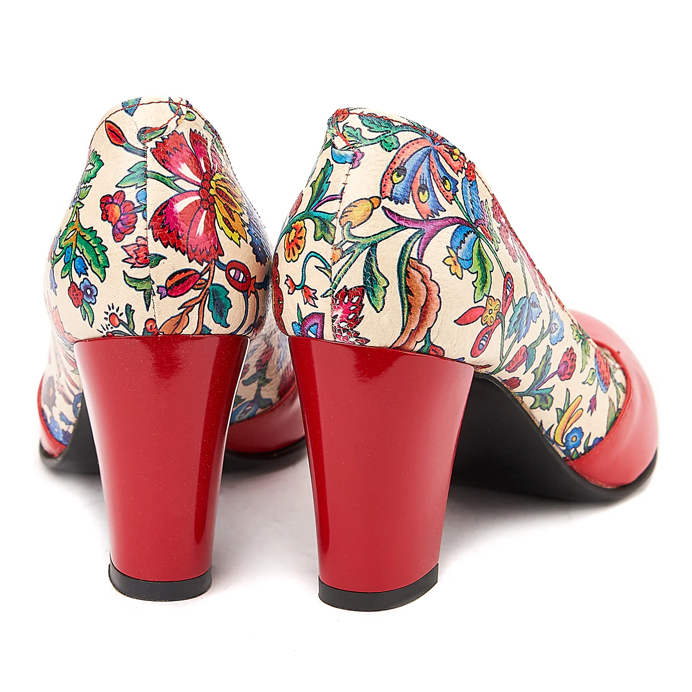 Pantofi din Piele Naturala Rosu Floral 4026 - Image 2