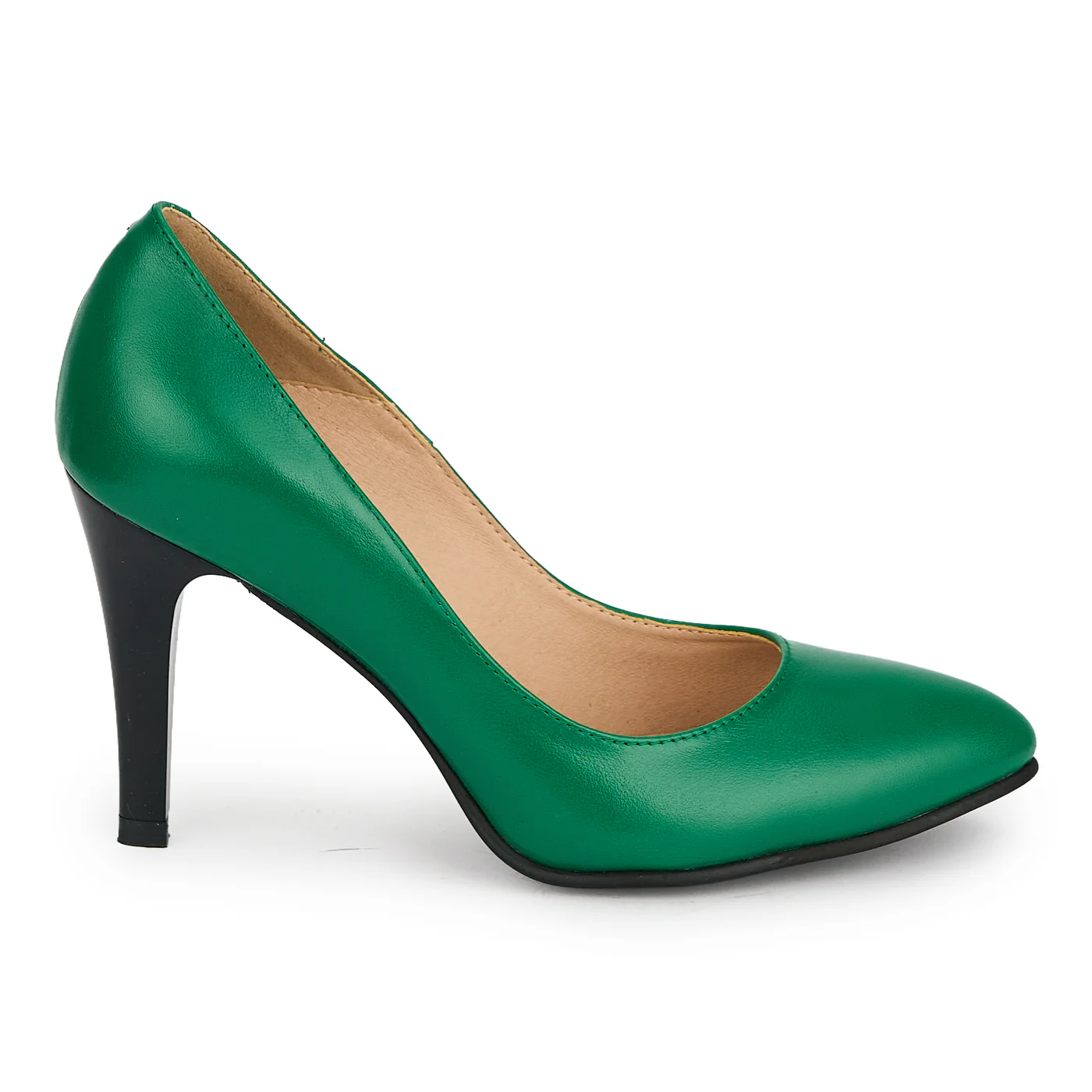 Pantofi din piele naturala verde cu toc subtire 9 cm 19353