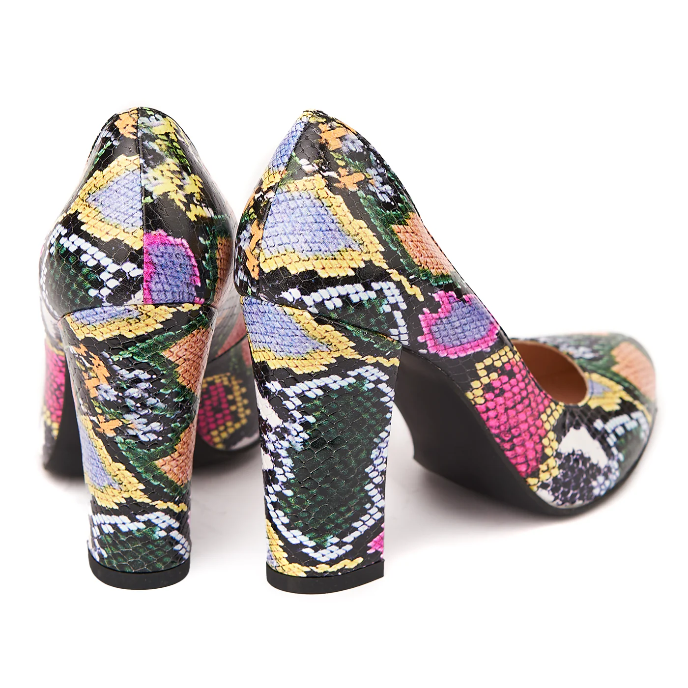 Pantofi Eleganti cu Toc de 8 Cm din Piele Naturala Multicolora 4449 - Image 2