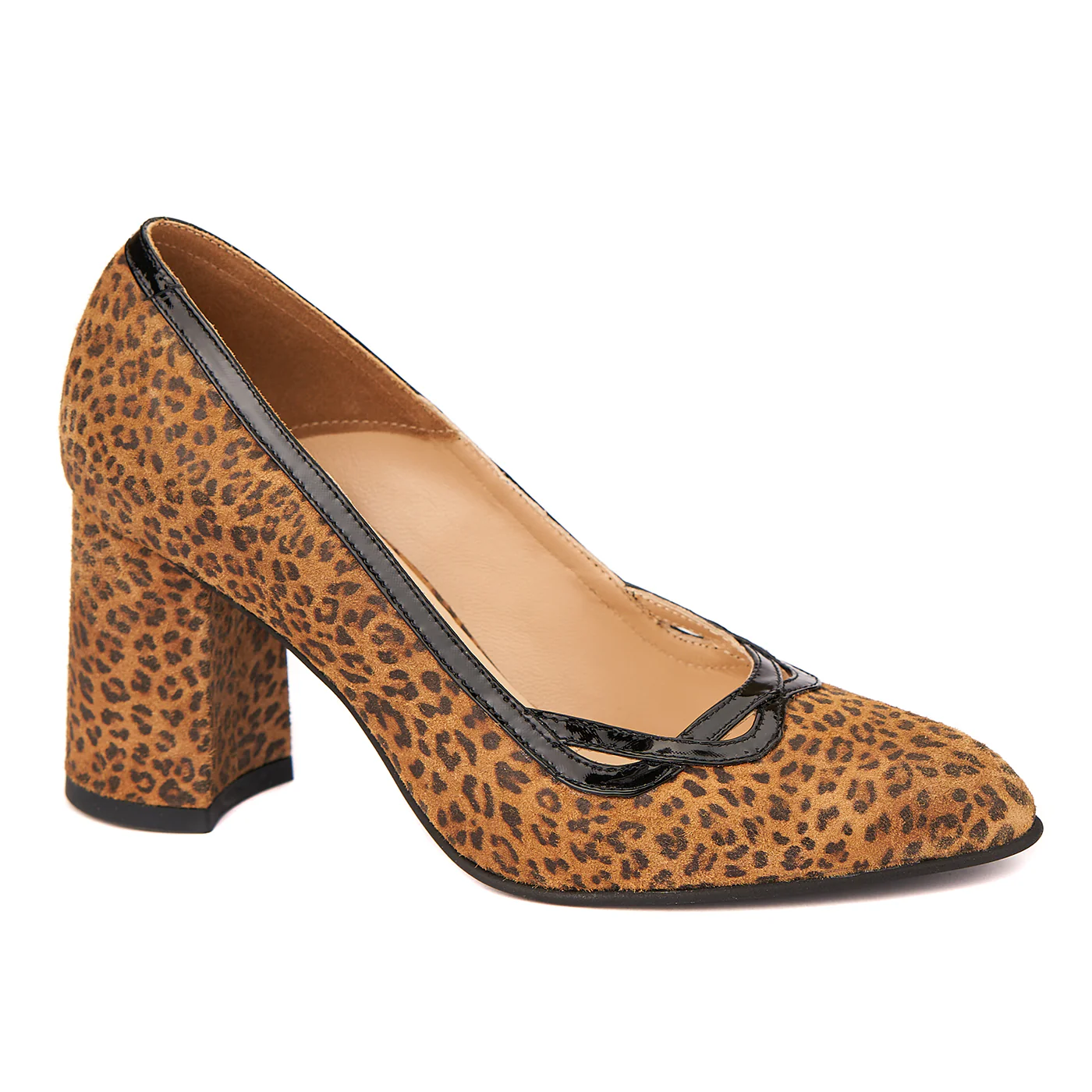 Pantofi Eleganti cu Toc Mic si Gros 8 Cm din Piele Naturala 4260