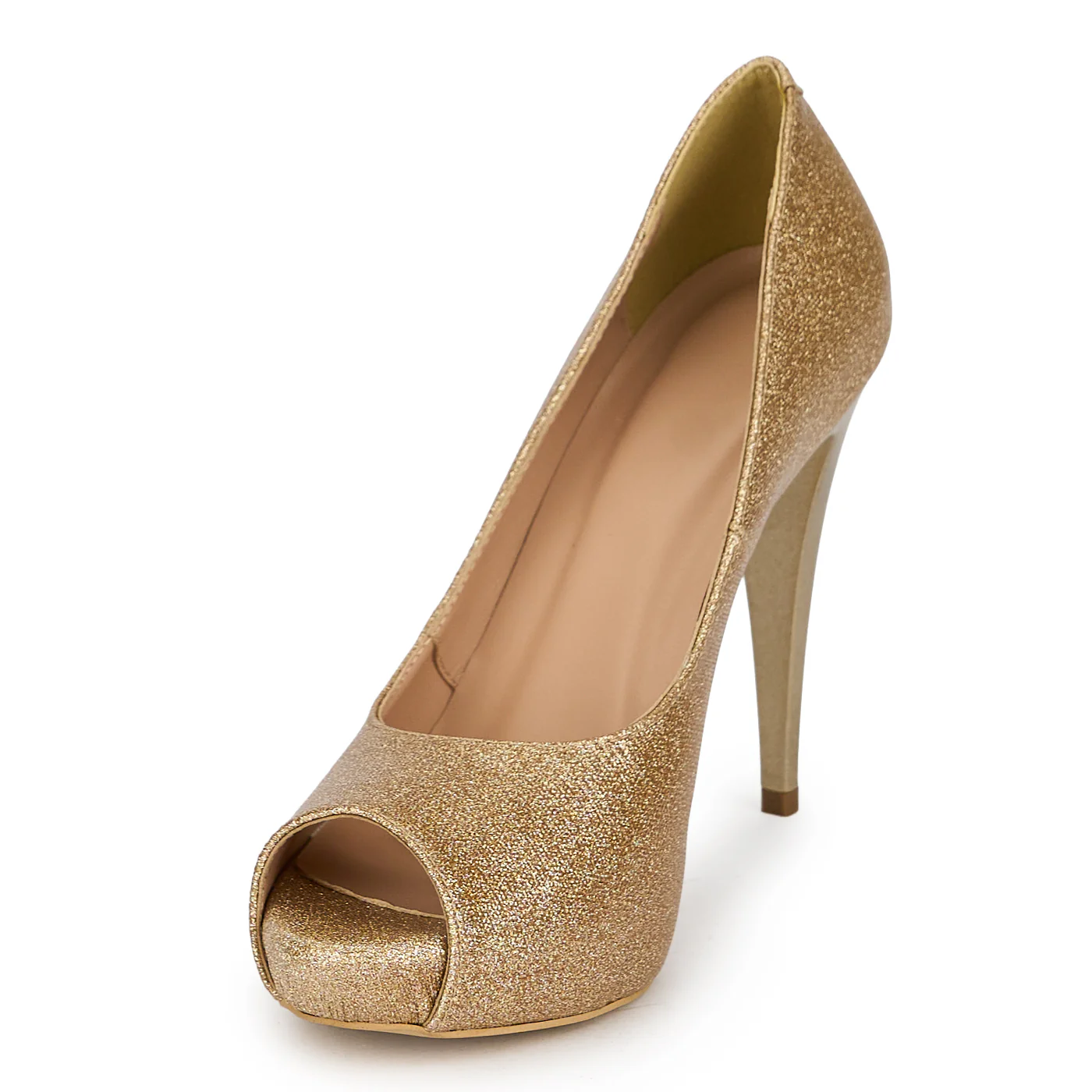 Pantofi eleganti dama din piele naturala aurie cu toc subtire 11.5 cm 19486 - Image 3
