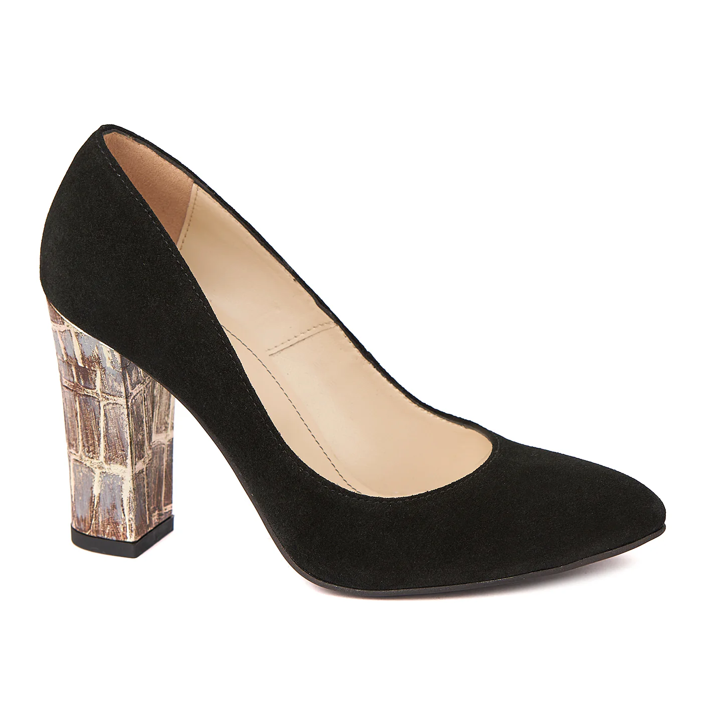 Pantofi eleganti di piele naturala negra cu toc imbracat 4431