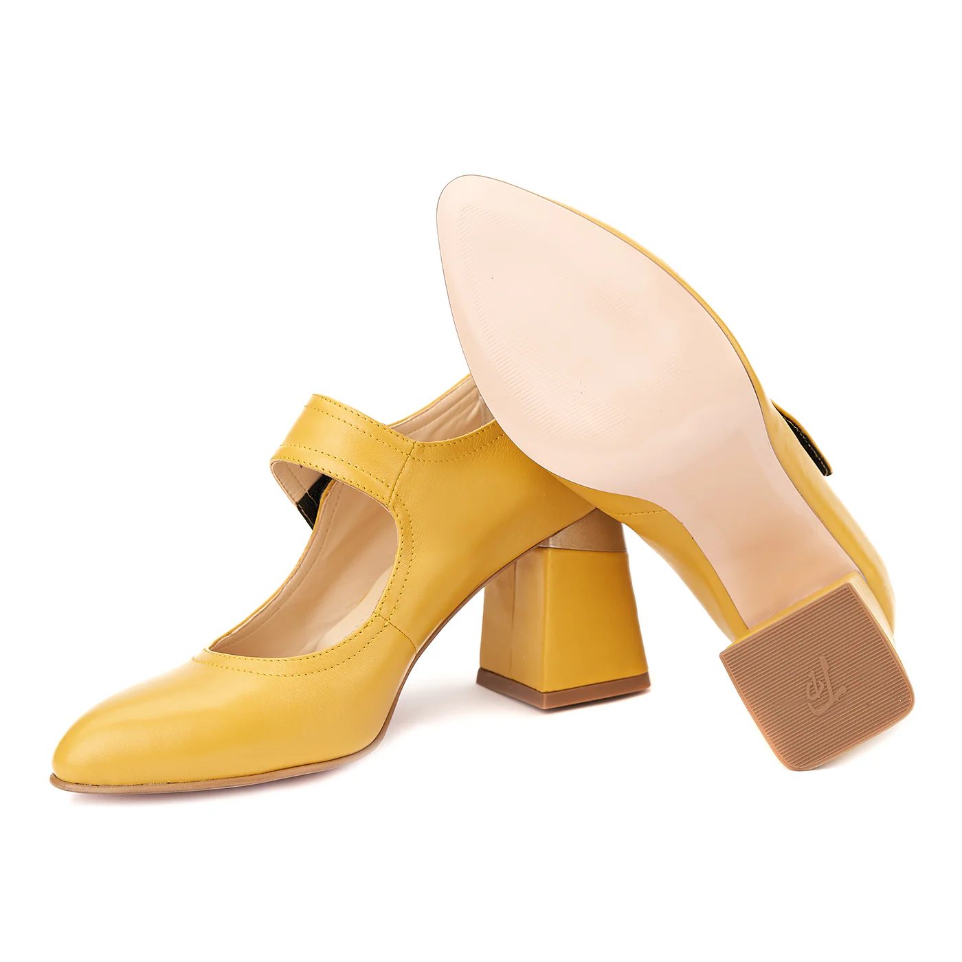 Pantofi eleganti din piele naturala galbena 4381 - Image 3