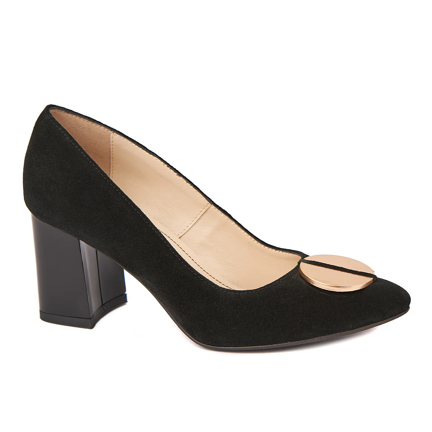 Pantofi eleganti din piele naturala neagra cu toc vopsit 4434