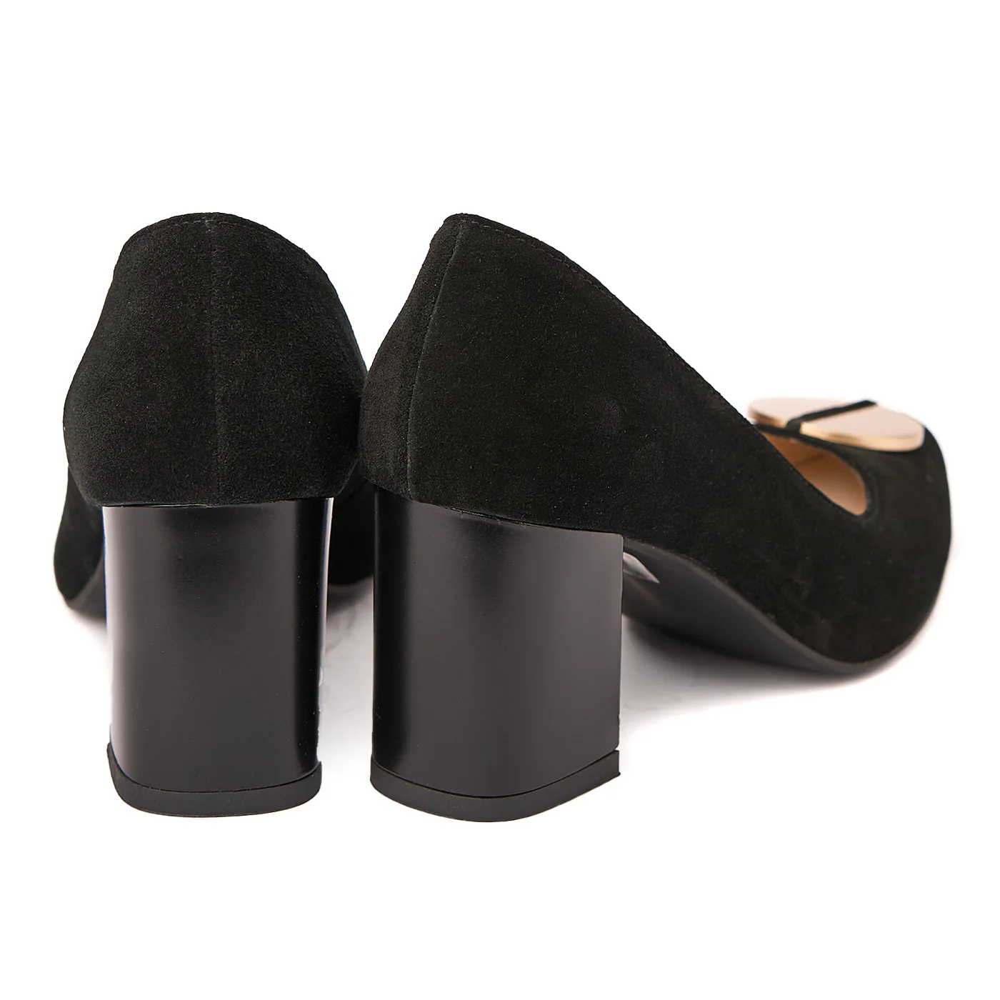 Pantofi eleganti din piele naturala neagra cu toc vopsit 4434 - Image 2